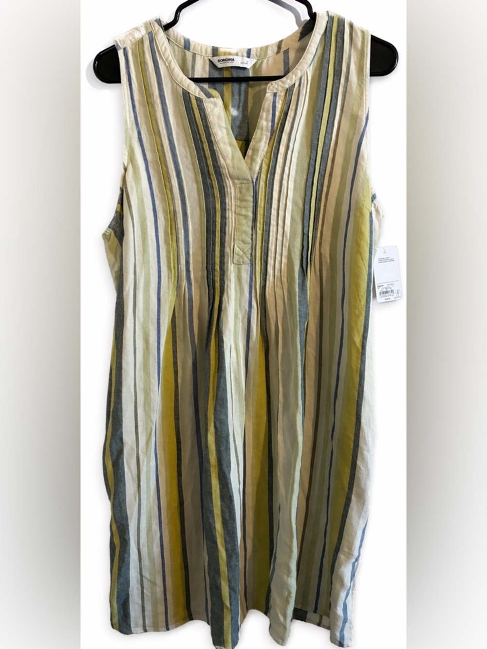 Sonoma Sleeveless Striped Dress Size L Lightweight Multicolor Shift